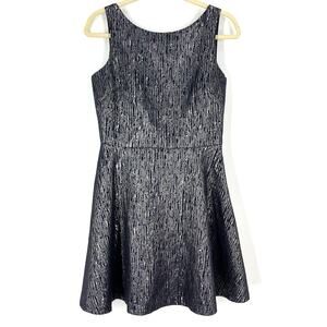 Night By Suite Blanco Blue Metallic Silver Skater Mini Dress Women's Size Medium